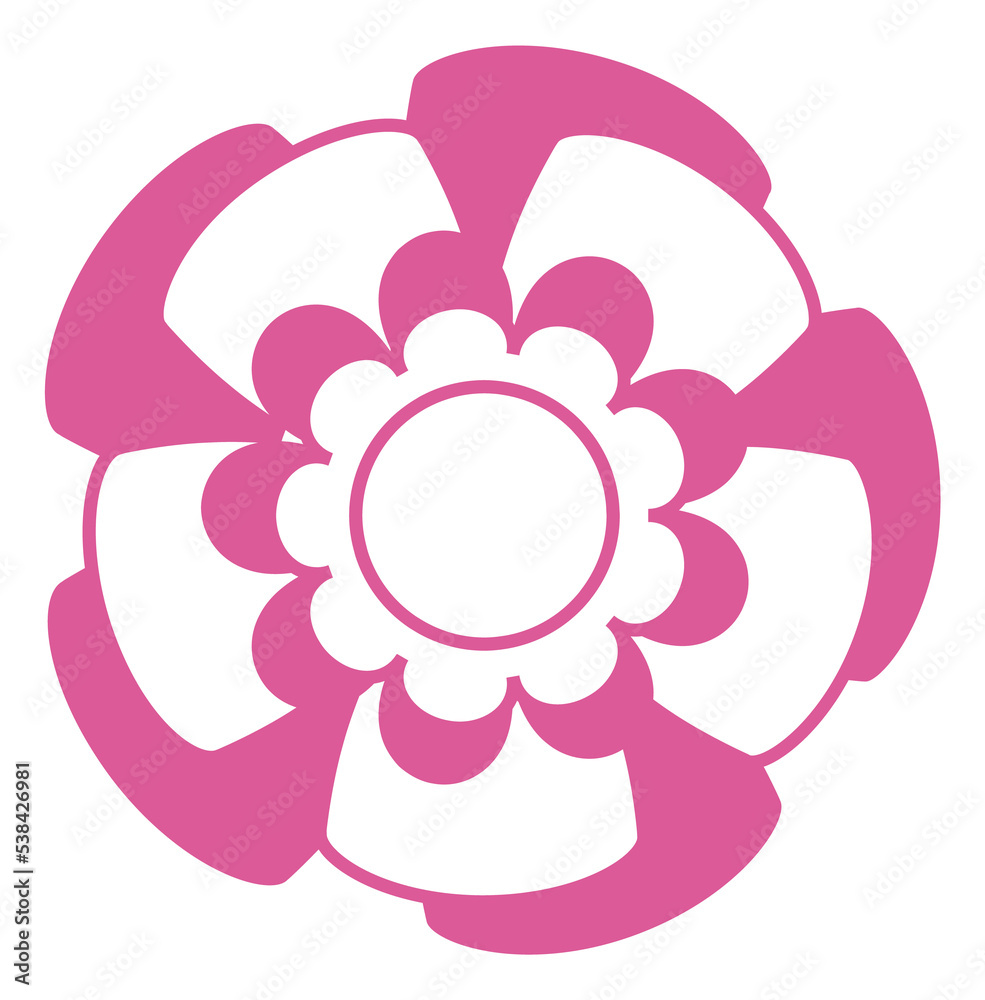 Stylized flower. Pink blossom emblem. Floral icon Stylized flower. Pink blossom emblem. Floral icon