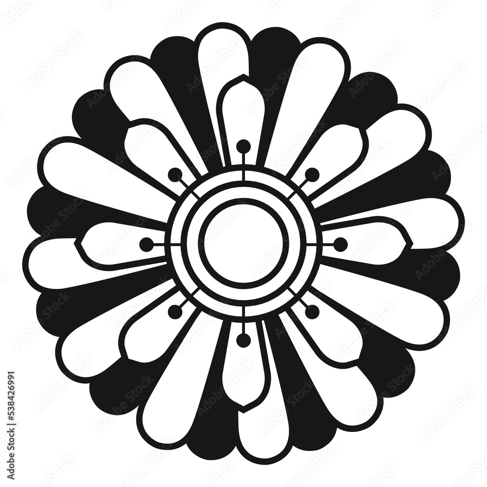 Black flower symbol. Botany emblem. Plant icon Black flower symbol. Botany emblem. Plant icon