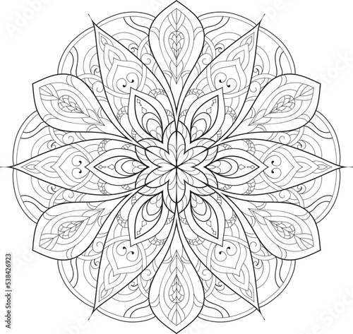 Adult coloring page Mandala.Hand drawn illustration.ornament design for coloring page