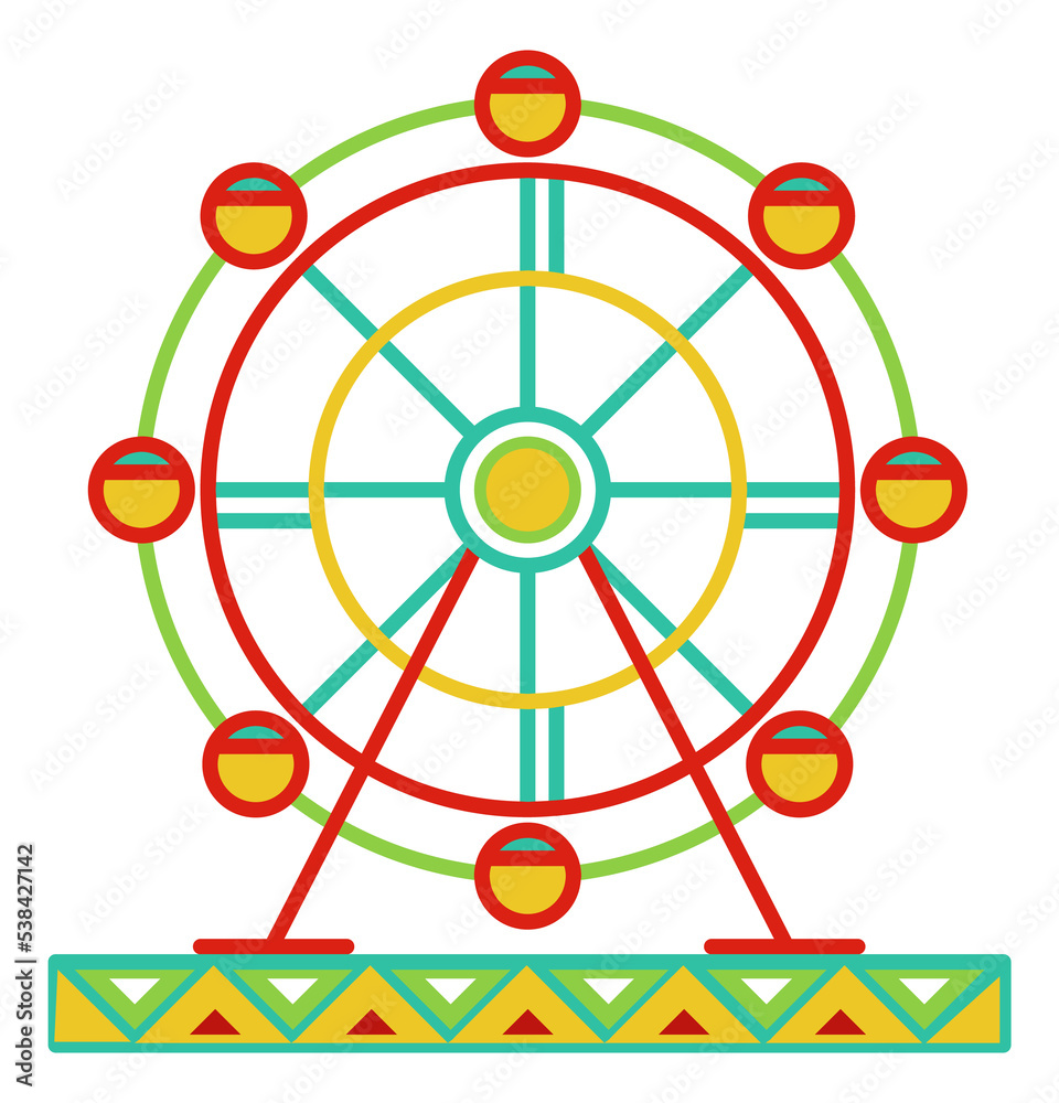 Ferris wheel color icon. Amusement park attraction Ferris wheel color icon. Amusement park attraction