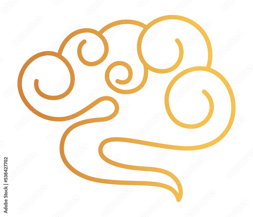 Smoke cloud in japanese style. Golden ink ornament Smoke cloud in japanese style. Golden ink ornament