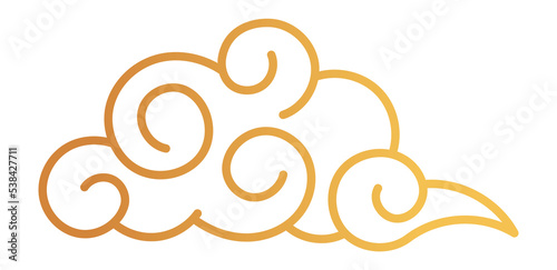Cloud in doodle curly line style. Asian symbol
