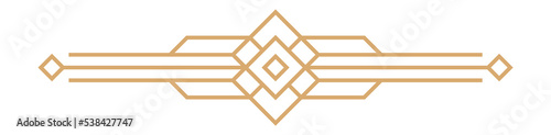 Elegant geometric divider. Vintage golden border in art deco style