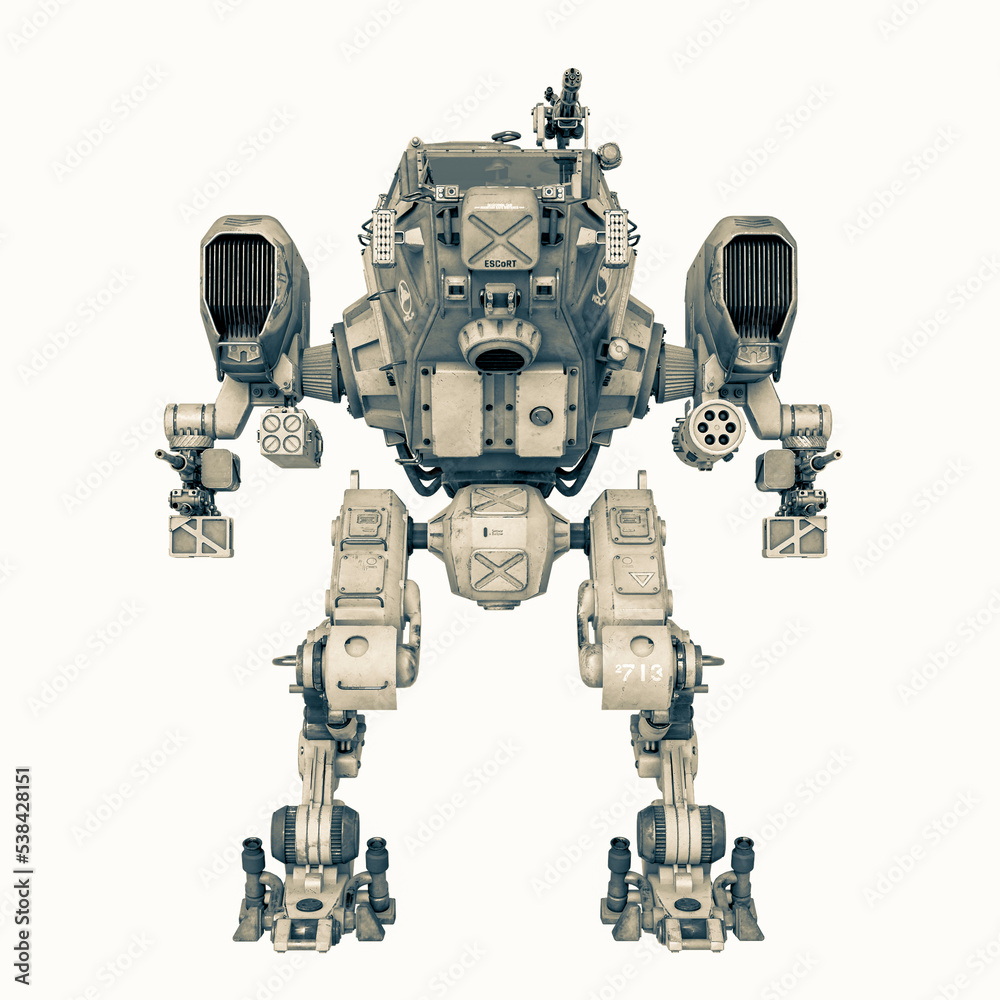 Naklejka premium front combat machine in a white background