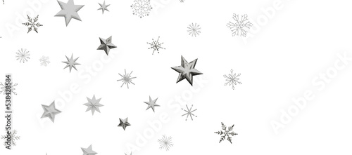 With Realistic Snowflakes Overlay On Light Silver Backdrop. Xmas Holidays © vegefox.com
