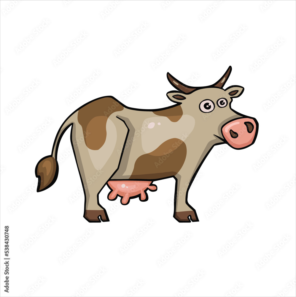 cartoon colored cow, heifer vector