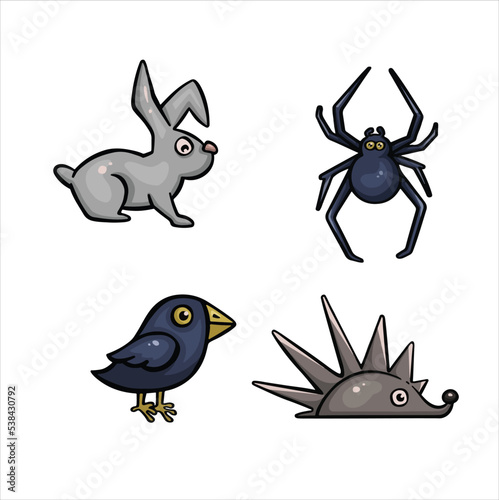 Fototapeta Naklejka Na Ścianę i Meble -  cartoon colored set of pets vector
