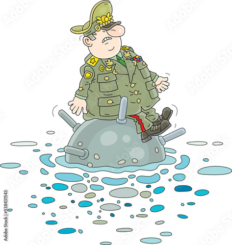 Fat angry army general on a...