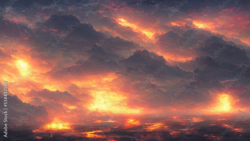 Fototapeta premium Atomic explosion on earth. Consequences of atomic war.