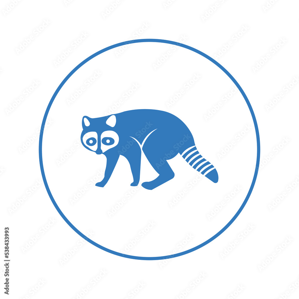 Fototapeta premium Wild animal cute raccoon icon | Circle version icon |
