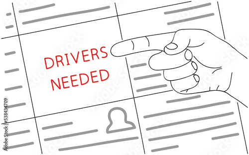 Drivers Needed. Car company hiring a workers. Cars and Trucks logistics business concept. Vector