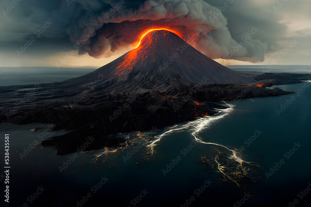 Volcanic eruption illustration