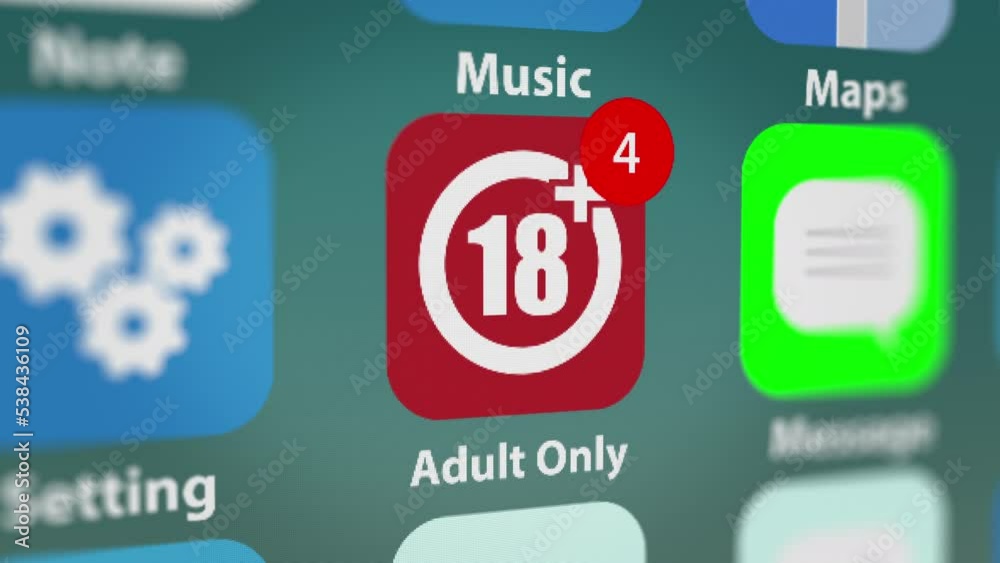 Animated Adult Application (Over 18+) on Smartphone Screen.  All data on the Footage are Fictional, Created Especially for This Concept