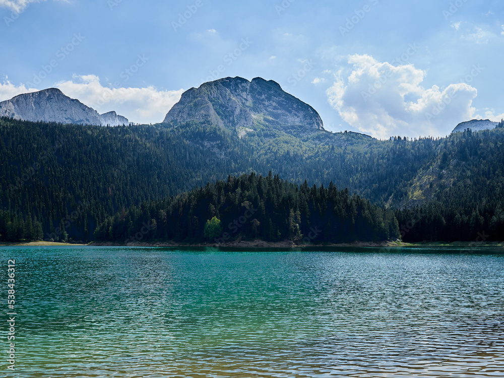 Beautiful landscape of Black Lake, Crno jezero in Montenegrin, a glacial lake at the foot of Međed (Medjed) Peak in the Municipality of Zabljak in northern Montenegro. Durmitor National Park
