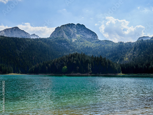 Beautiful landscape of Black Lake, Crno jezero in Montenegrin, a glacial lake at the foot of Međed (Medjed) Peak in the Municipality of Zabljak in northern Montenegro. Durmitor National Park