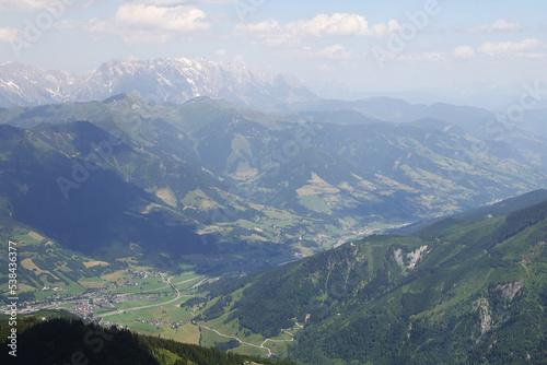 The view from Imbachhorn mountain to Zell am See valley, Austria