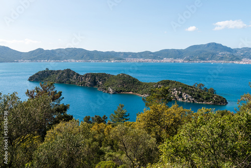 Bedir Adasi island located next to larger Cennet Adasi island near Marmaris town in Turkey. © Alizada Studios