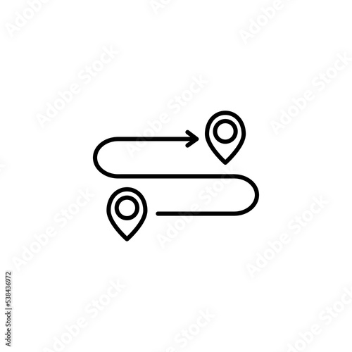 Route line icon. Mark pointers, itinerary, arrow. Navigation concept. Can be used for topics like map location, way finding, destination eps 10