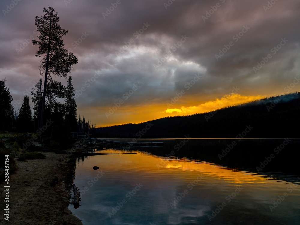 Beautiful sunrise on Stanley Lake Idaho