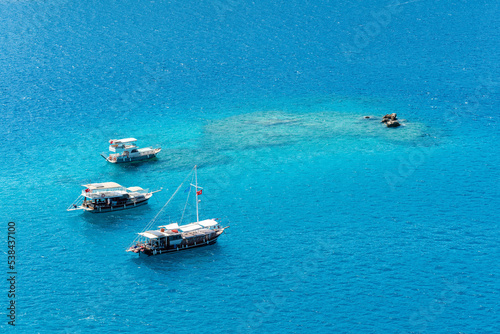 Yachts on the Mediterranean coast of Turkey. © Alizada Studios