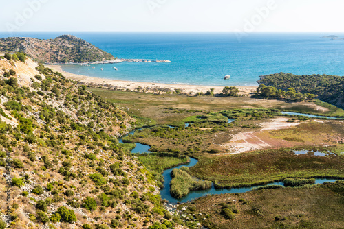 View over Cayagzi area and beach in Demre region of Antalya province of Turkey photo