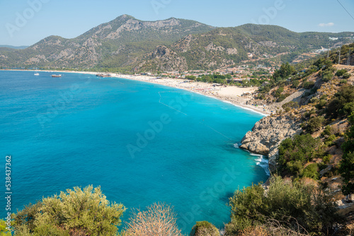 Mediterranean coastline in Oludeniz beach resort in Mugla province of Turkey. © Alizada Studios