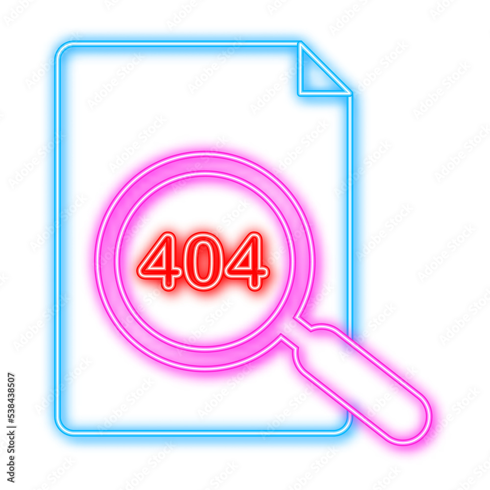 404 error page not found neon sign. Vector stock illustration. 404 error page not found neon sign. Vector stock illustration.