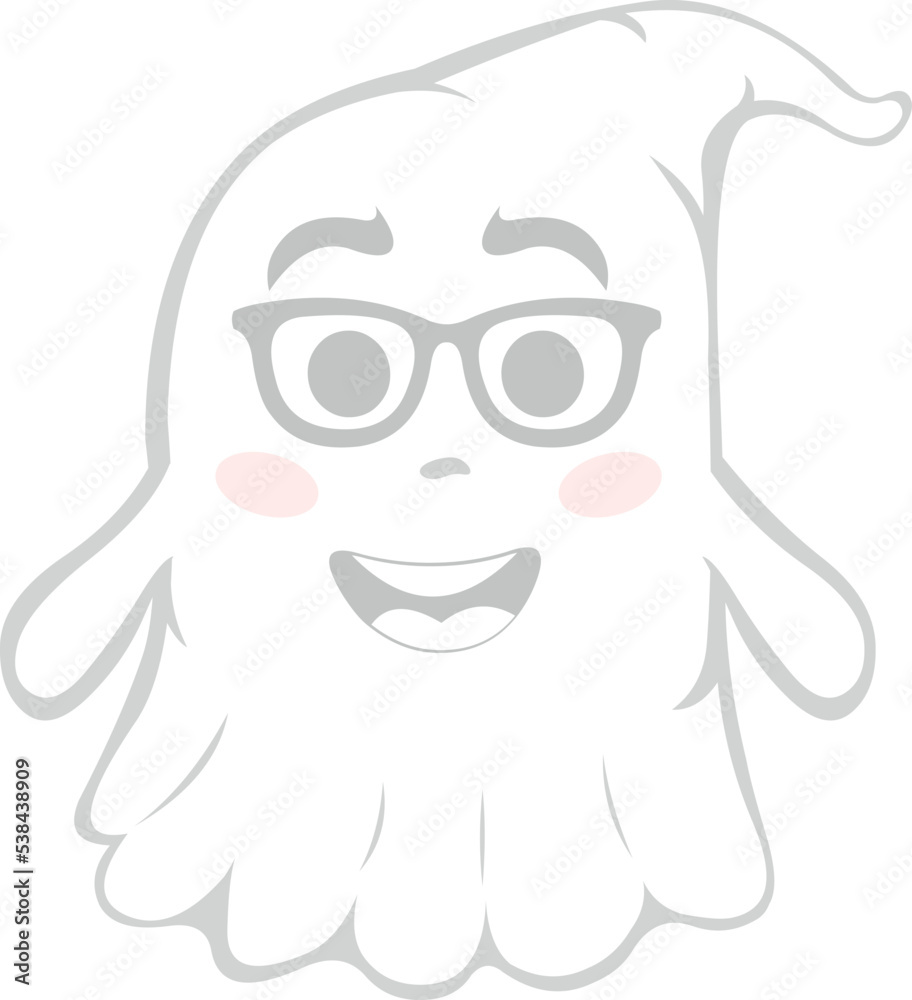 Vector illustration of a cartoon ghost with nerd glasses