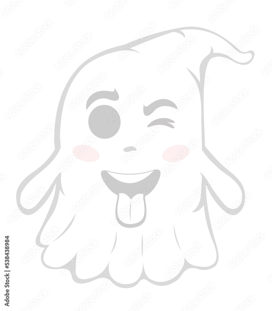 Vector illustration of a cartoon ghost winking and with his tongue out Vector illustration of a cartoon ghost winking and with his tongue out