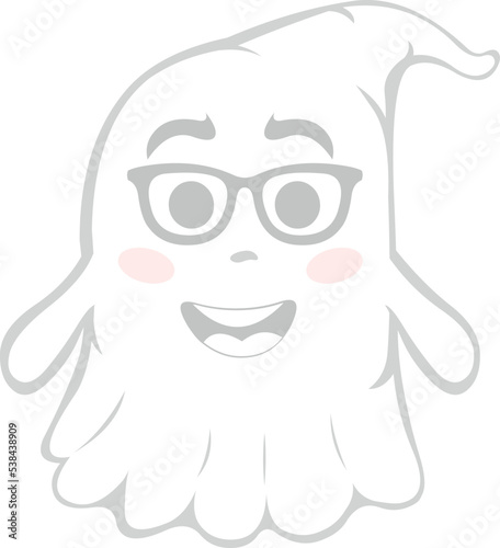 Vector illustration of a cartoon ghost with nerd glasses