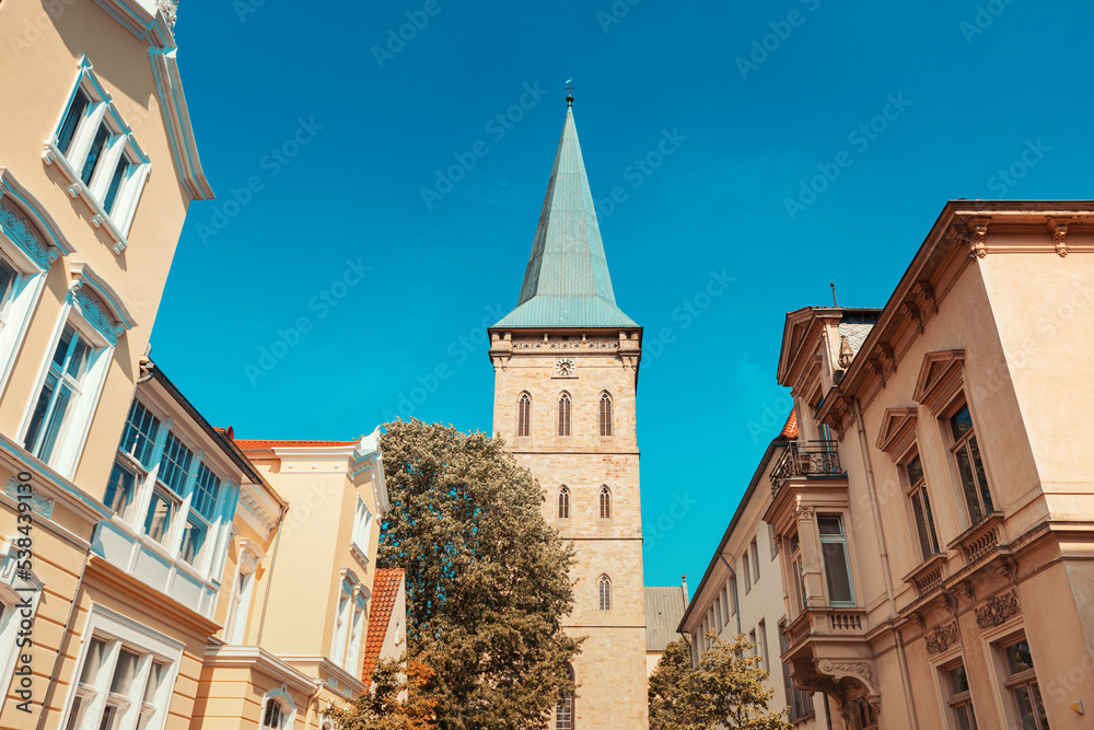 Spire of a church or rathaus in Osnabruck old town, Lower Saxony, Germany