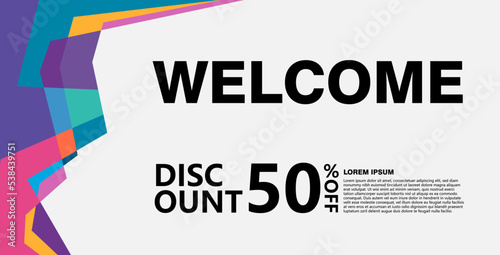 Colorful abstract geometric banner template. Giveaway, discount, cash back, gift card, and member card bonus design template.