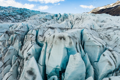 Aerial view of Flaajokull glacier in Vatnajokull national park in Iceland photo