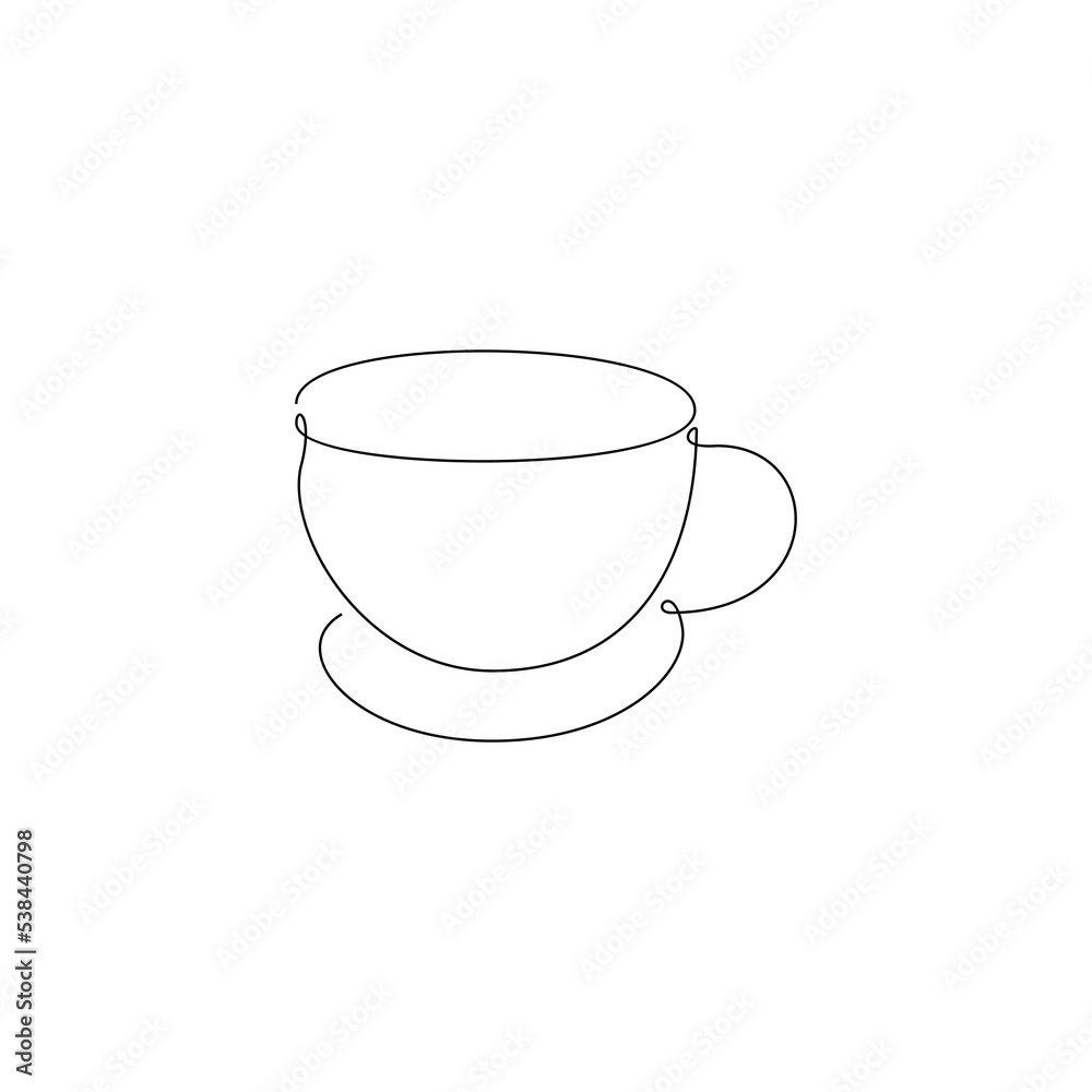 Continuous line drawing of a cup of coffee. Vector illustration Continuous line drawing of a cup of coffee. Vector illustration