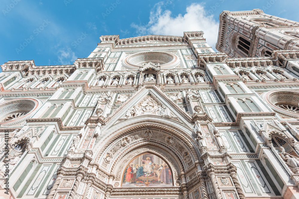 Amazing famous Gothic cathedral building in the European old town of Florence Italy