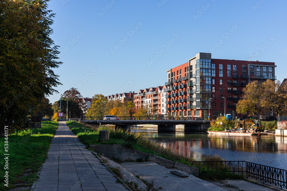 New houses on the Motlawa River in Gdansk