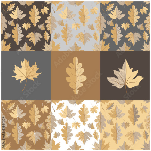 Wallpaper Mural Autumn leaves fall pattern set

Simple cartoon flat style seamless pattern and isolated leaf for textile, gift, wrap and scrapbook. Vector illustration.
 Torontodigital.ca