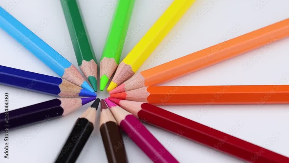 Bright colorful pencils rotating around Bright colorful pencils rotating around