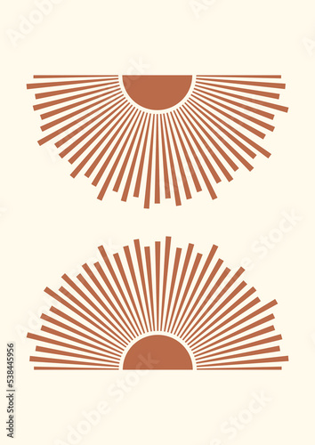 Retro sun print boho minimalist printable wall art.