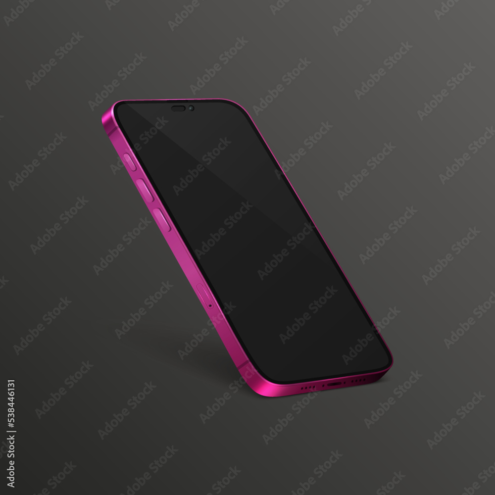 Vector 3d Realistic Pink Modern Smartphone Design Template with Black ...