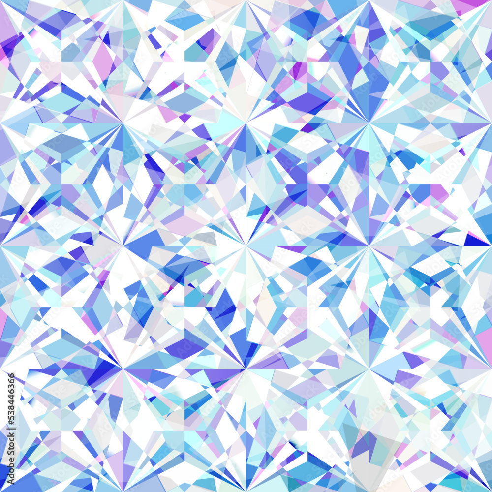 Seamless iridescent diamond pattern - vector illustration of crystallic colorful background