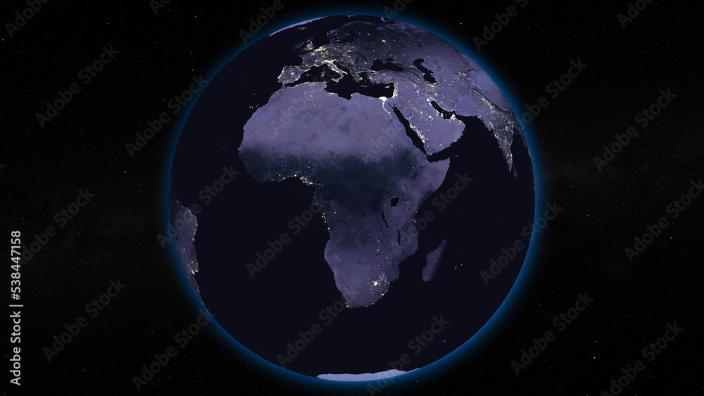 Earth globe by night focused on Africa