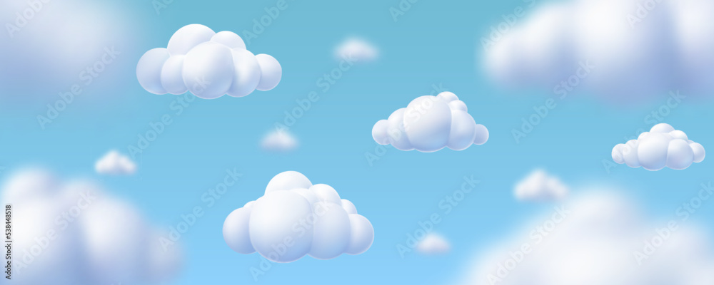 Blue sky and cloud with defocus. Abstract nature background. 3d render of a cloud background