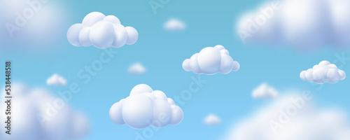 Blue sky and cloud with defocus. Abstract nature background. 3d render of a cloud background