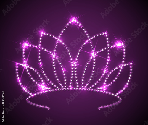 Shiny pink tiara with sparkles - vector diadem illustration, eps10