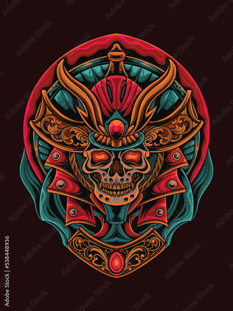 samurai skull vector