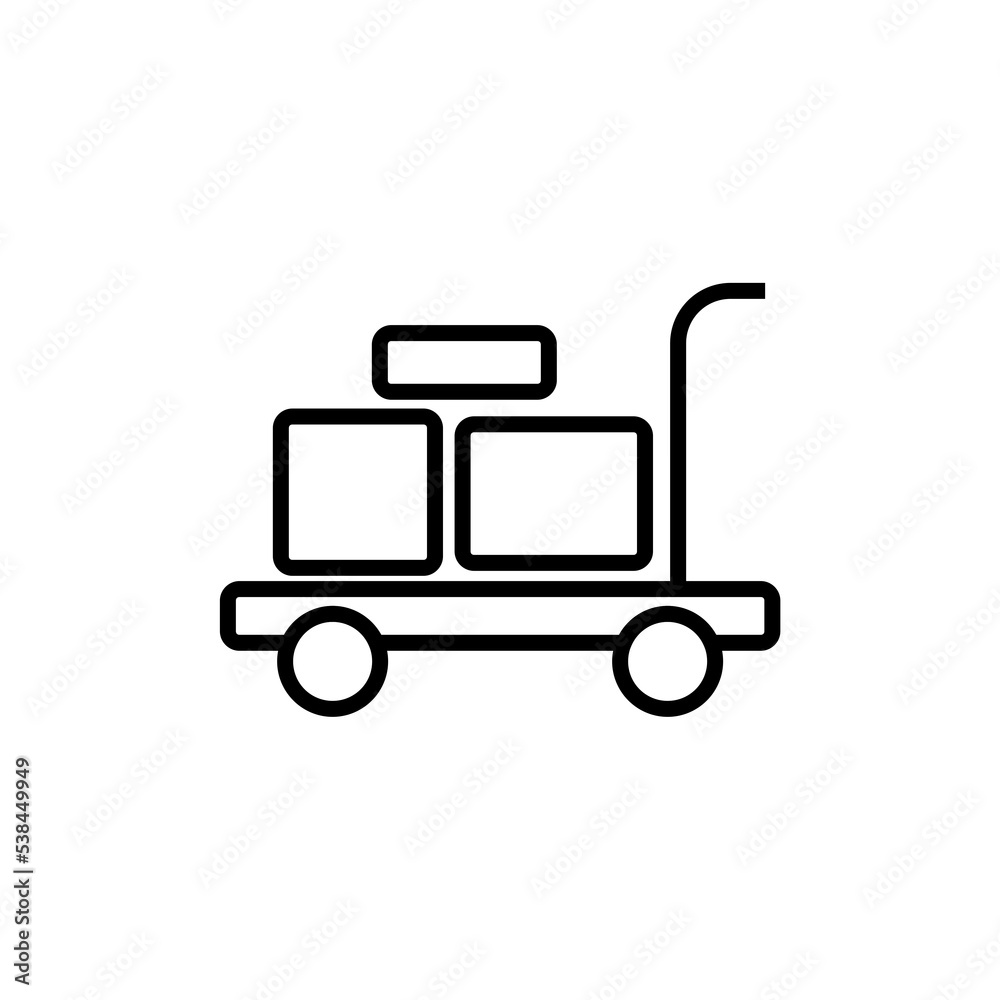 Black line Trolley suitcase line icon isolated on white background Black line Trolley suitcase line icon isolated on white background