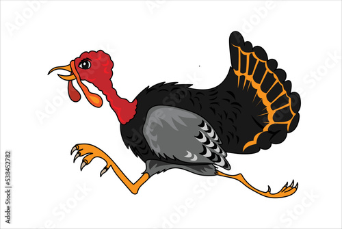 Runaway turkey thanksgiving day Vector illustration 