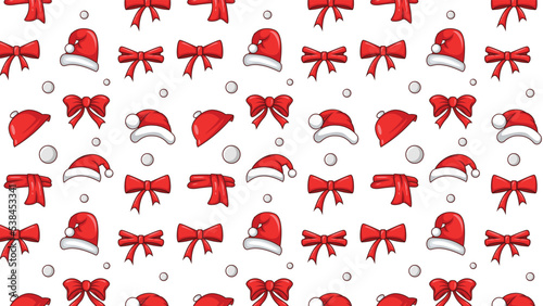 This pattern includes three to four different Christmas elements. design in a flat style. This pattern can be used for wrapping paper, gift box paper, and background
