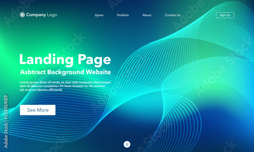 Landing Page. Abstract background website. Template for websites, or apps. Modern Green design. Abstract vector style